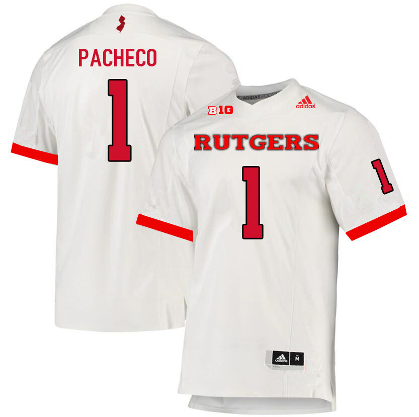 Men #1 Isaih Pacheco Rutgers Scarlet Knights College Football Jerseys Sale-White
